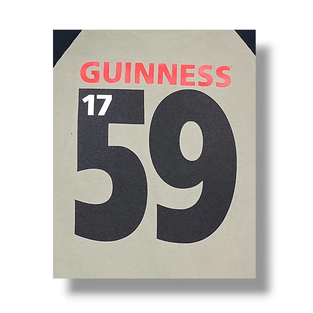 Guinness Official Merchandise Soccer Logo 3/4 Sleeve Olive/Black T-Shirt Mens XL